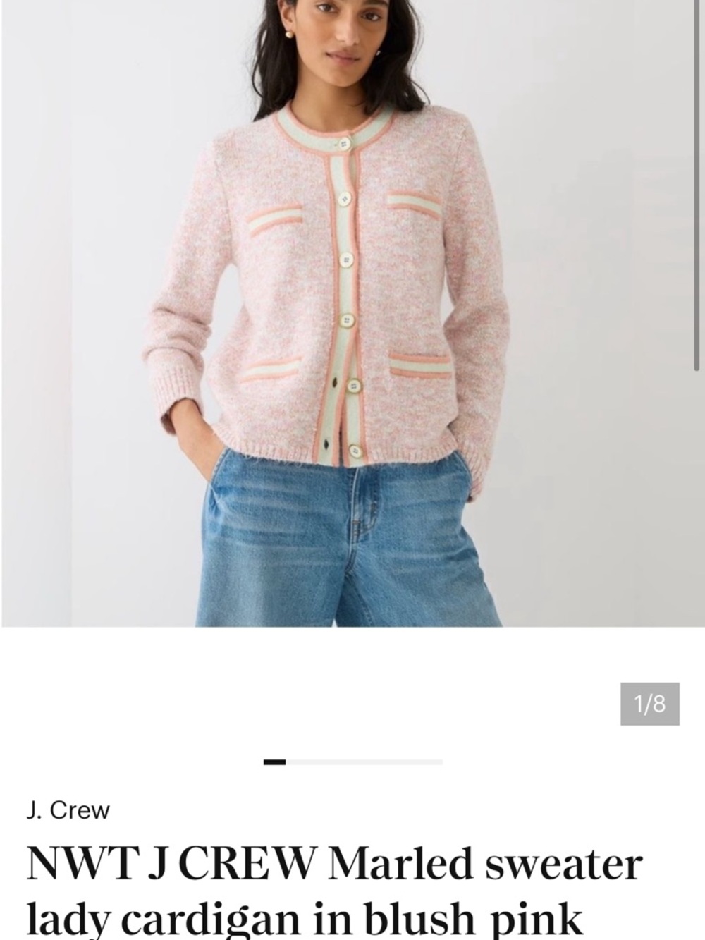 J.Crew Marled Cardigan – Blush Pink (XXS, NWT) | Quiet Luxury Spring Staple